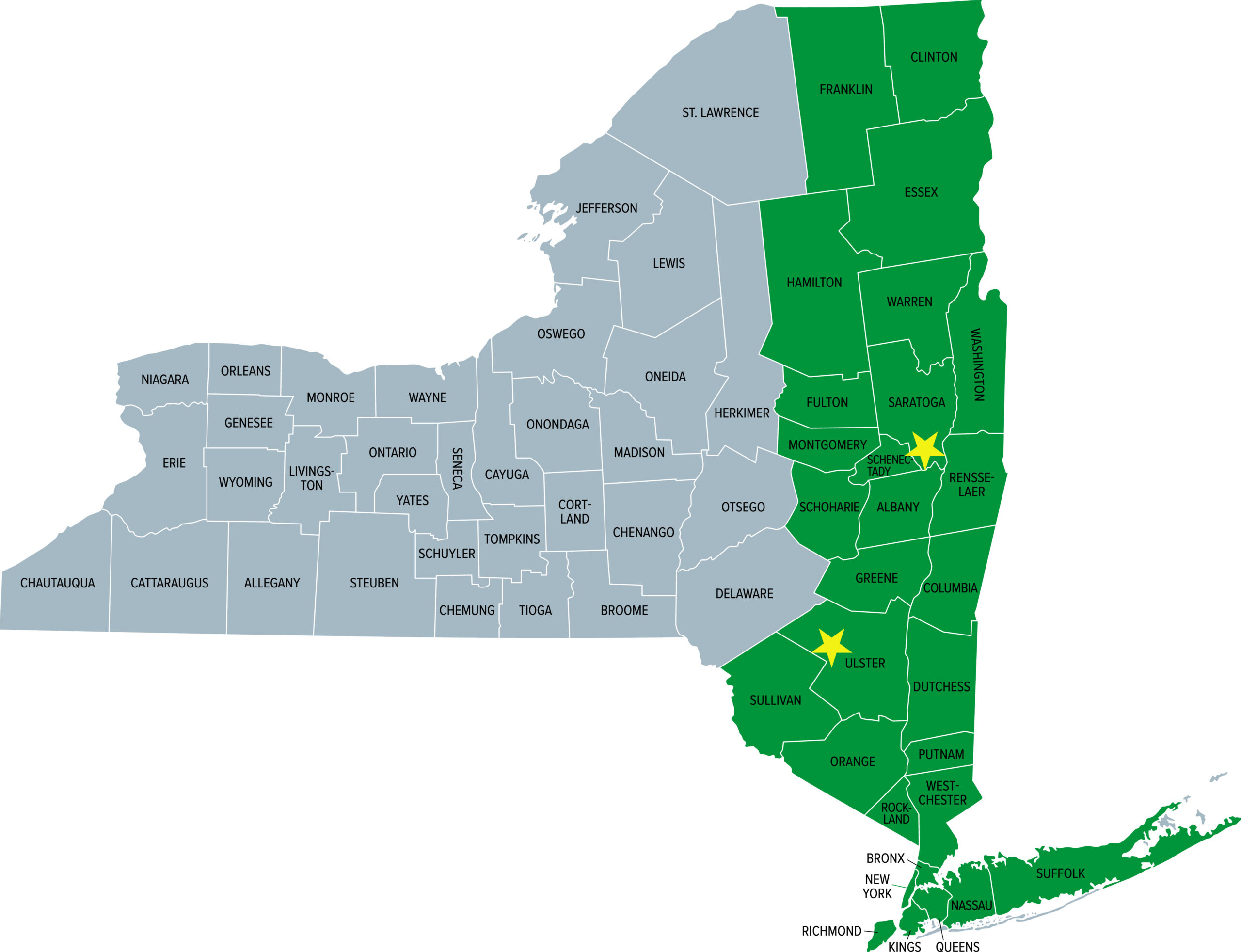Map of Eastern New York