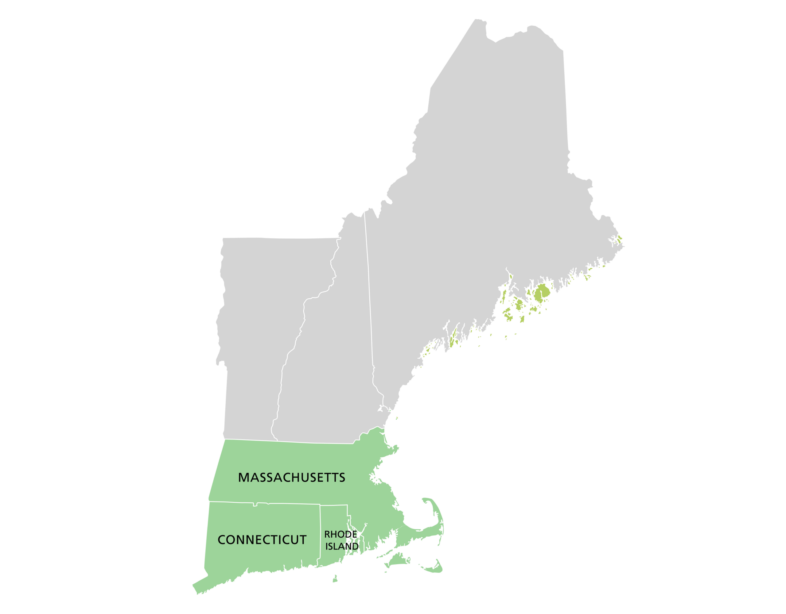 State Map with New England in Green