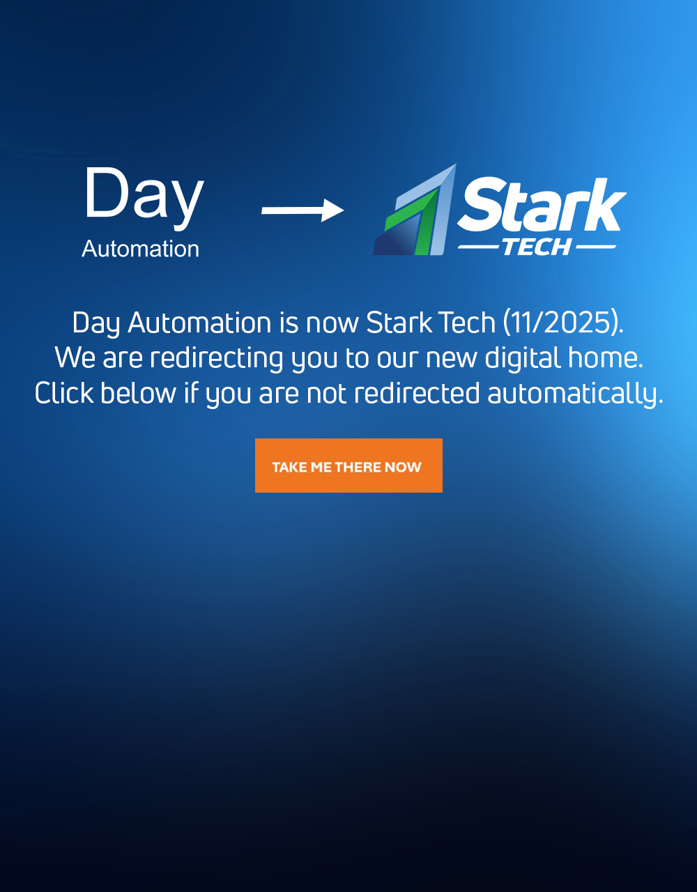 Day Automation log with arrow pointing to Stark Tech logo
